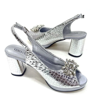 Stylish Peep Toe Slingback Heels for Women - Luxurious Comfort with Synthetic Flash Material.