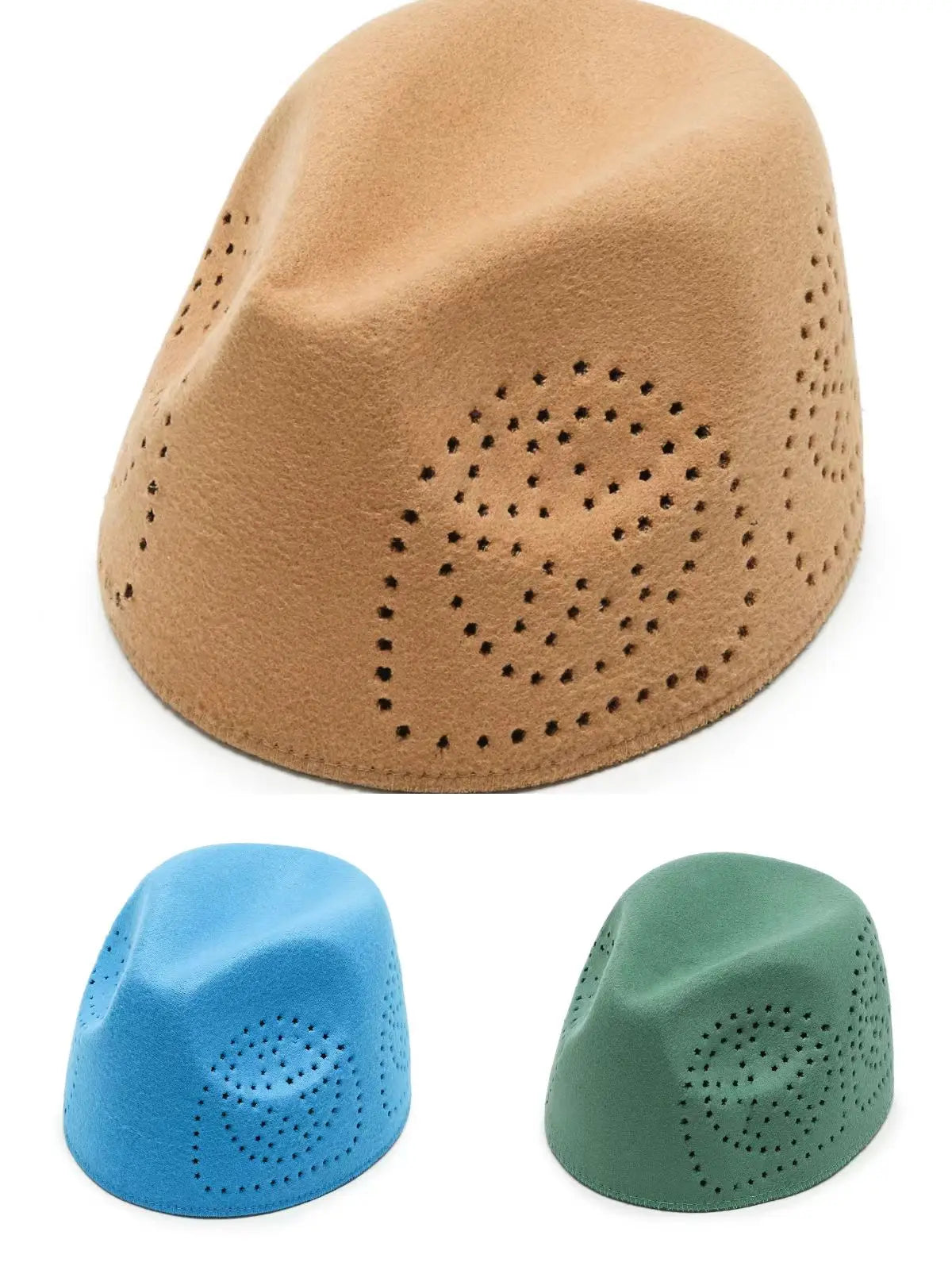 Elegant green and red Eid prayer caps for men and women, showcasing a stylish geometric design. Perfect for formal occasions or casual wear, crafted from premium polyester with intricate tat weaving.