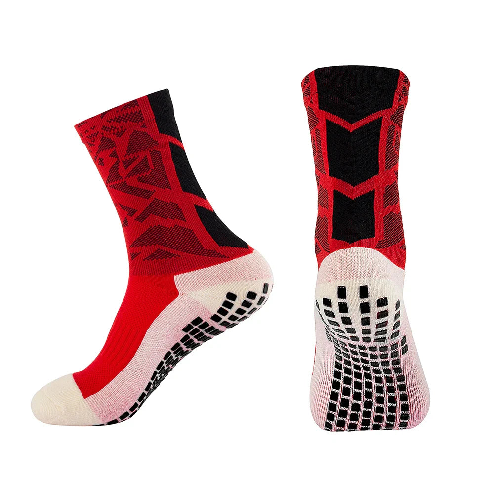 Elegant MagiMobo Grip Non-Slip Mid-Calf Football Socks crafted from durable nylon, designed for men seeking high-performance sportswear.