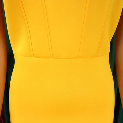 Stylish display of the mermaid dress on a model, highlighting the flattering neckline and empire waistline, ideal for women seeking chic party attire.