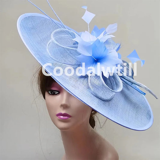 Elegant Royal Ascot fascinator hat for women, adorned with stylized feathers, perfect for Kentucky Derby and sophisticated weddings.