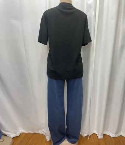 Luxurious African Dashiki denim set for women, tailored for summer sophistication with a perfect fit and modern style.