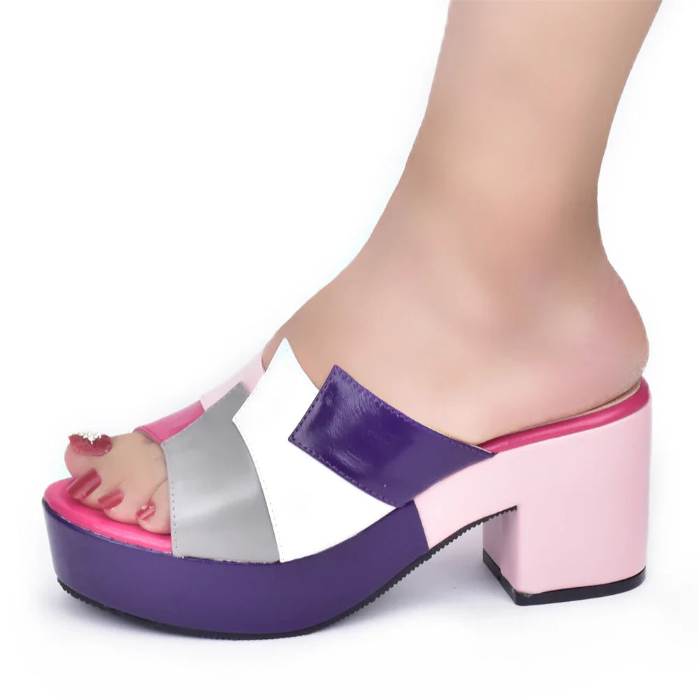 Elegant multicolor open toe platform sandals for women featuring crystal accents, perfect for parties and weddings.