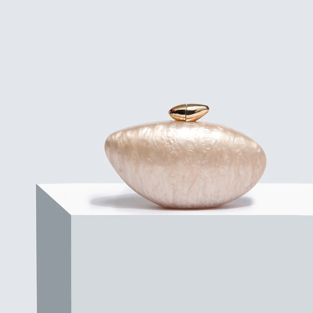 Exquisite Elegant Acrylic Evening Bag for Women showcasing stylish ellipse shape for weddings and parties.