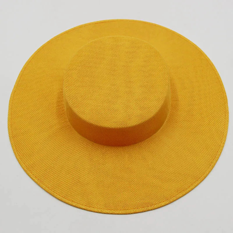 Elegant wide brim sinamay fascinator hat, 31cm diameter, luxurious DIY wedding party accessory for sophisticated women.