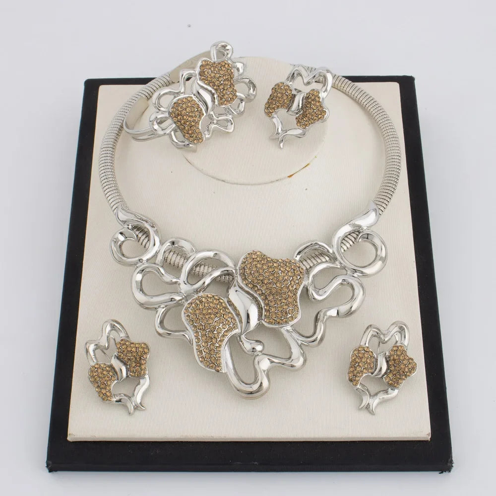 Stylish gold plated ring included in the luxurious Dubai jewelry set for women, enhancing elegance for parties.