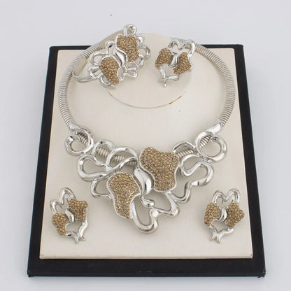 Stylish gold plated ring included in the luxurious Dubai jewelry set for women, enhancing elegance for parties.