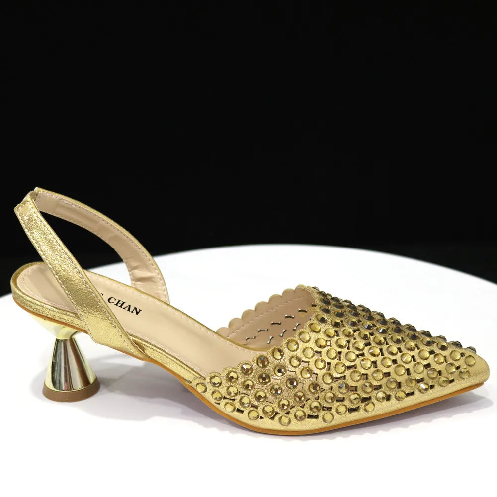 Fashion-forward Venus Chan High Heels featuring a pointed toe and crystal embellishment, Sophisticated Women’s Footwear.