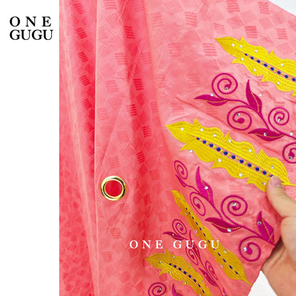 Luxury royal blue African Bazin Riche boubou dress with elegant embroidery for women, perfect for Nigerian wedding parties.