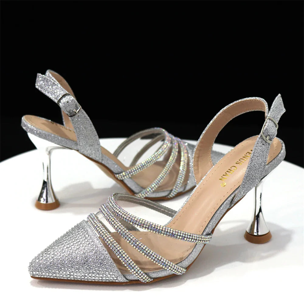Venus Chan women's elegant black heels with high spike heels, ideal for completing upscale party attire in sizes 37-42.