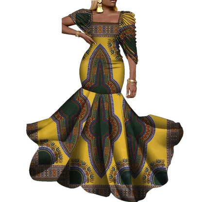 Stunning traditional African clothing ensemble comprising a beautiful wax print skirt and top, crafted for the modern woman.