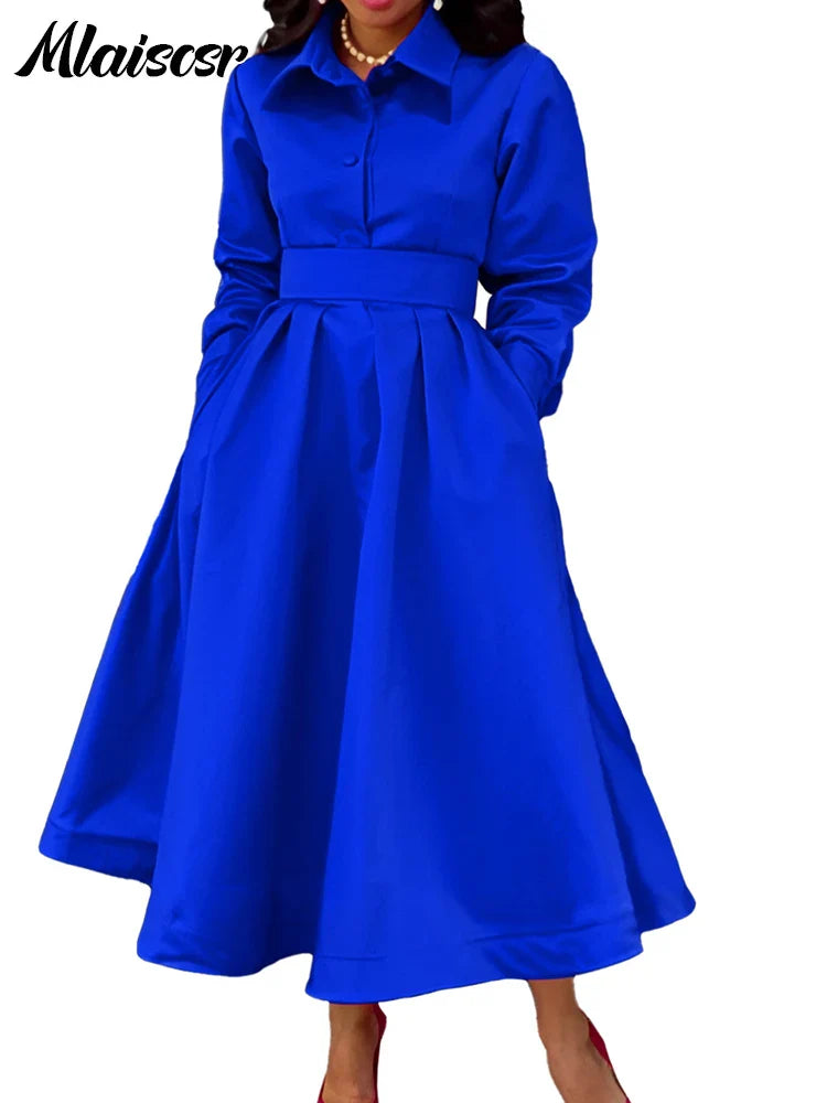 Mlaiscsr Midi Dress displayed on a model, emphasizing its elegant fit and stylish pockets, tailored for the modern professional woman.