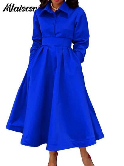 Mlaiscsr Midi Dress displayed on a model, emphasizing its elegant fit and stylish pockets, tailored for the modern professional woman.