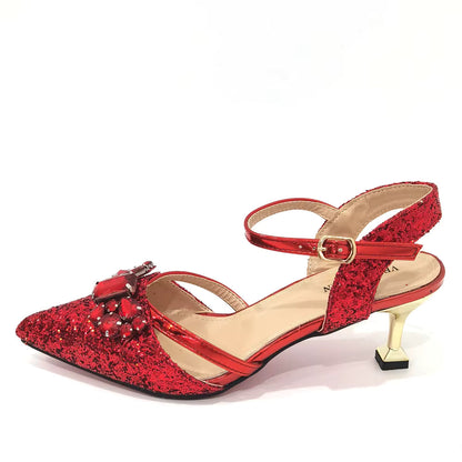 Luxurious matching bag set accompanying Women's Italian Peep Toe Mary Jane Pumps by Hot Trends Area, designed for sophistication at formal events.