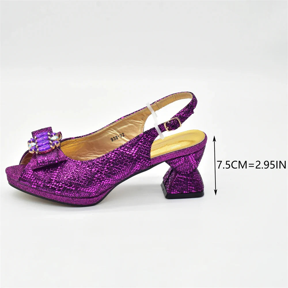 Exquisite Purple High Heels and Bag Set, embodying elegance and luxury for special occasions.