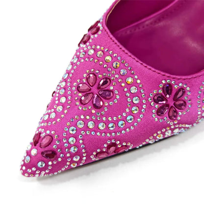 Women’s fashion pumps in fuchsia, featuring a high spike heel and refined craftsmanship, ideal for weddings and elegant events.