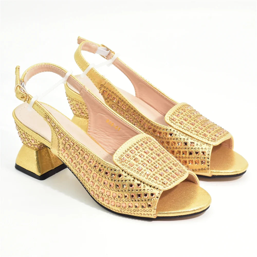 Elegant women's Italian high heel pumps adorned with rhinestones, perfect for formal occasions.