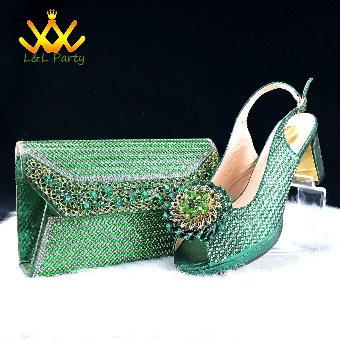 Elegant Italian women's green crystal platform sandals showcasing a sophisticated design, ideal for weddings and special occasions.