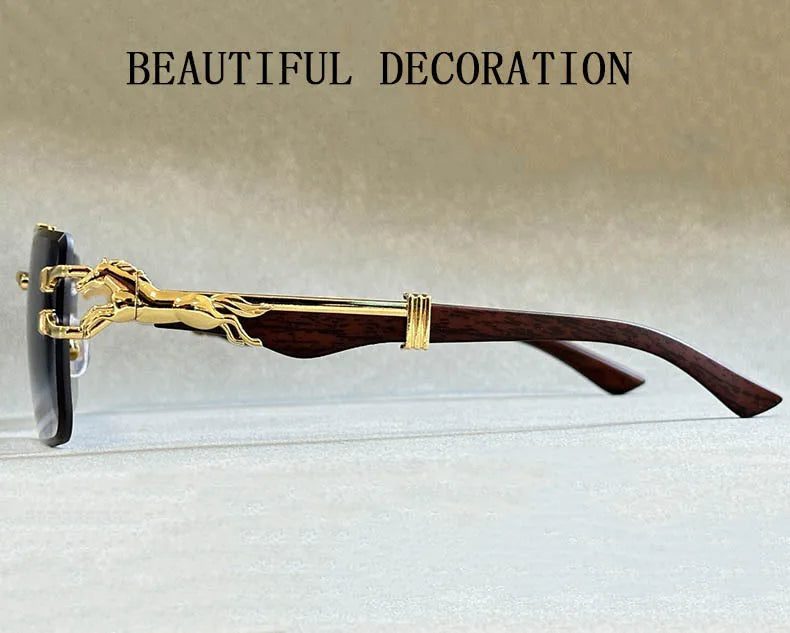 Elegant luxury square rimless sunglasses with gradient UV400 lenses for both men and women, showcasing modern fashion eyewear.