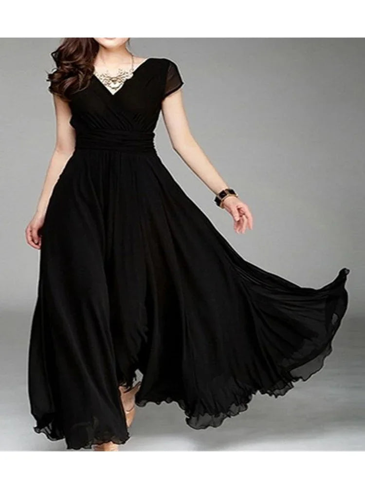 Stunning A-line silhouette chiffon dress, perfect for middle-aged women seeking elegance and style for seasonal gatherings.