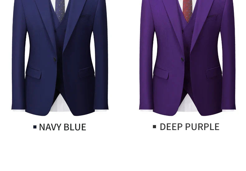 Luxury Italian slim fit suit in a rich fabric, ideal for formal occasions, displayed elegantly to highlight its superior craftsmanship.