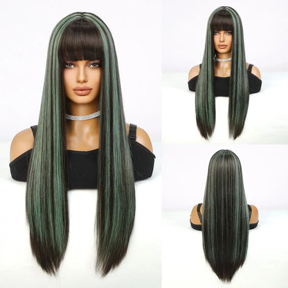 Versatile 26-inch synthetic wig for women, blending luxury style with heat resistance for playful and dramatic looks.