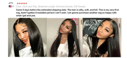 Premium quality Brazilian Straight Wig in 26-inch length, featuring a durable Swiss lace front for an invisible hairline and luxurious appearance.