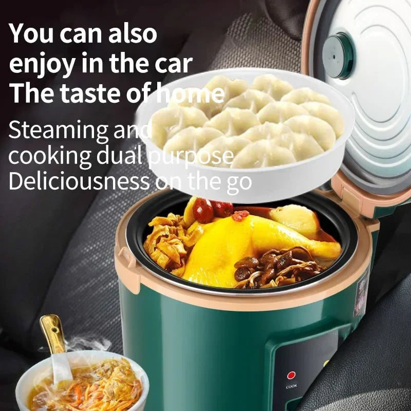 Stylish and practical 24V large capacity rice cooker, perfect for outdoor adventures and gourmet meals, featuring a modern design and innovative cooking technology.