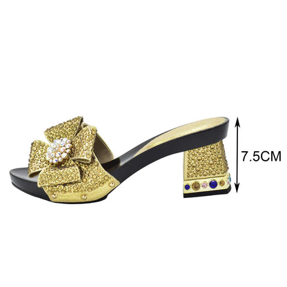 Chic women's slingback heels in red embellished with rhinestones, offering a touch of luxury for special events.