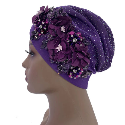 Versatile African turban cap displayed elegantly, showcasing its trendy style and slight stretch fit, ideal for women who appreciate fashion.
