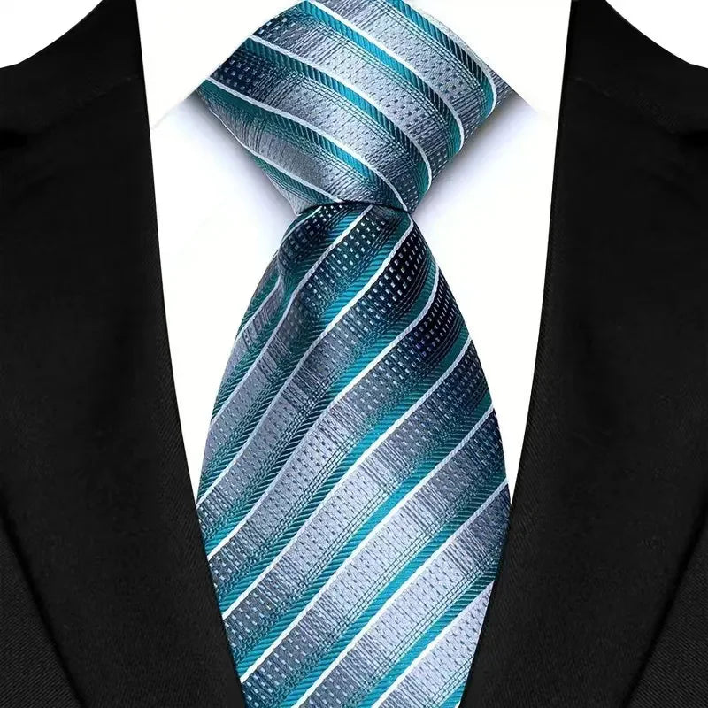 Stylish men's neck tie in a striking striped pattern, available in 41 vibrant colour options, ideal for versatile wardrobes.