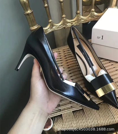Elegant pointed toe stiletto heels featuring a slip-on design and sparkling sequined cloth finish.