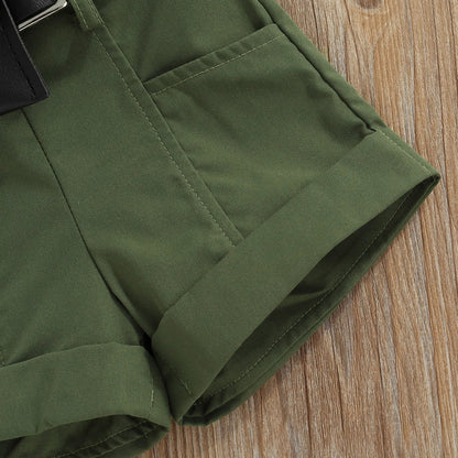 Charming waist bag designed for toddlers, complementing the summer clothing set with a stylish and practical touch.