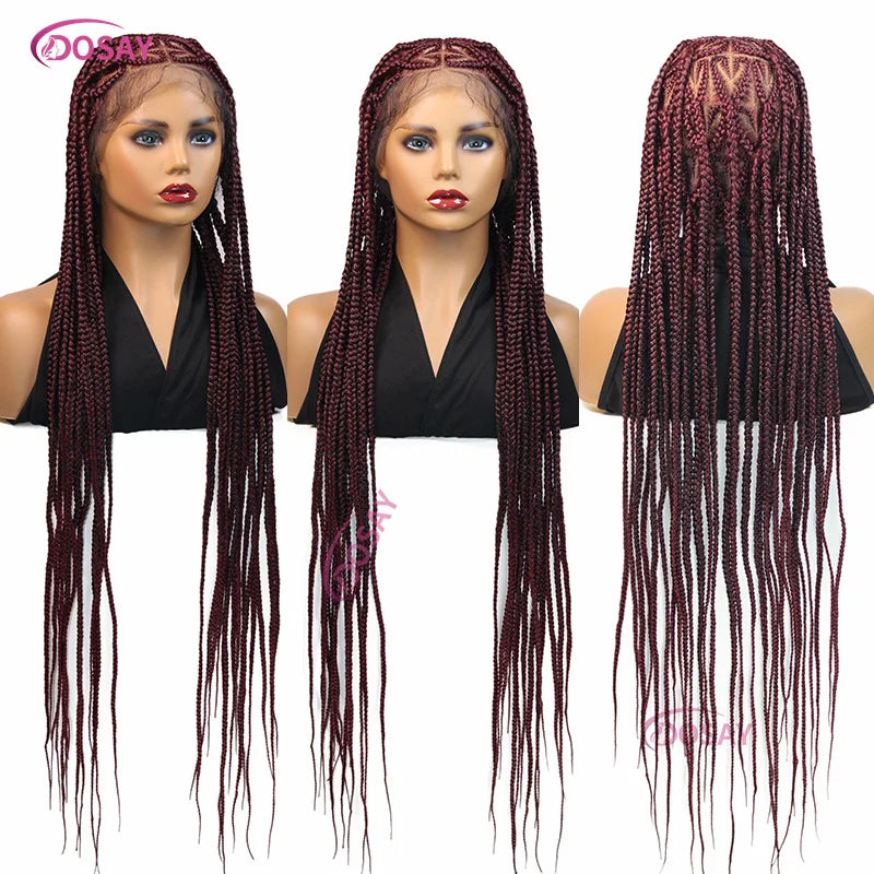 Stylish display of the 36-inch goddess locs braided wig, perfect for everyday wear and special occasions.