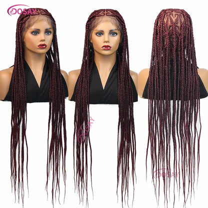 Stylish display of the 36-inch goddess locs braided wig, perfect for everyday wear and special occasions.