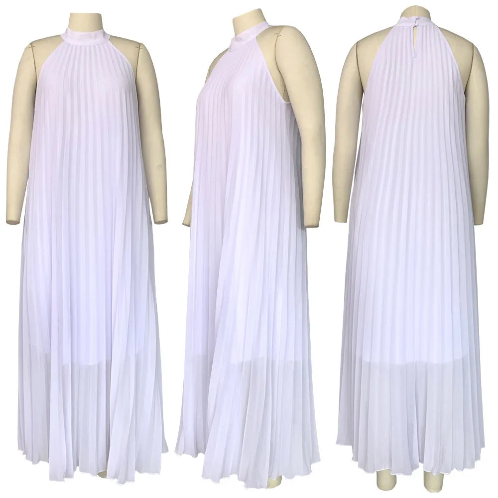 Stylish women's maxi dress in a solid tone, designed for comfort and elegance, suitable for parties and upscale summer gatherings.