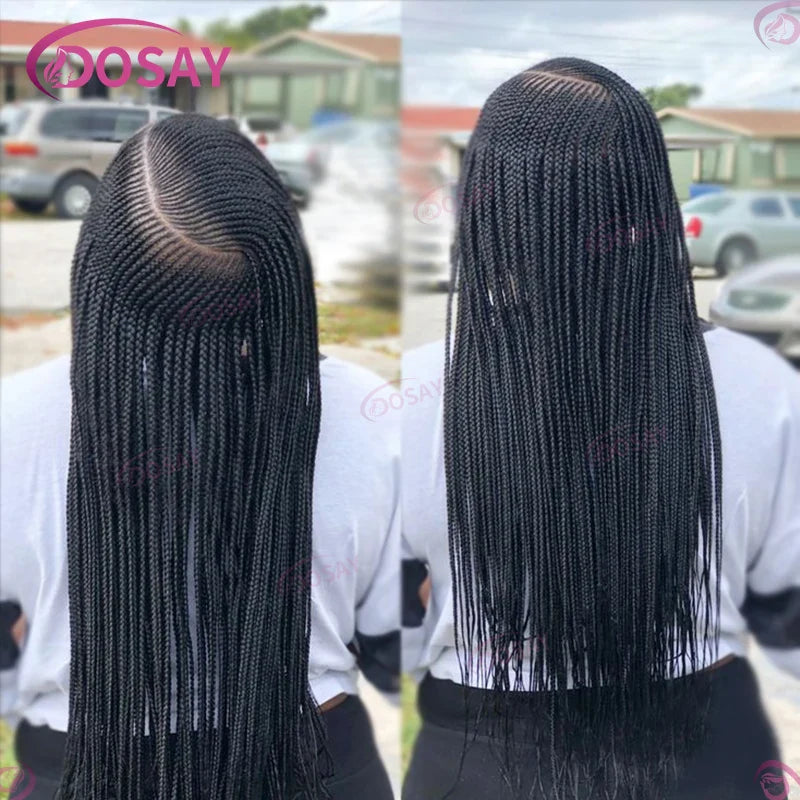 Full lace braided wig showcasing intricate braiding and light brown lace, designed for elegance and comfort.