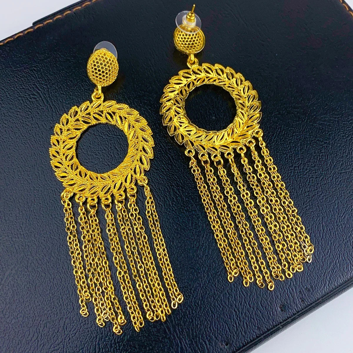 Stylish African Lady Design Drop Earrings in bohemian style, beautifully crafted with gold plating for elegant women's fashion.