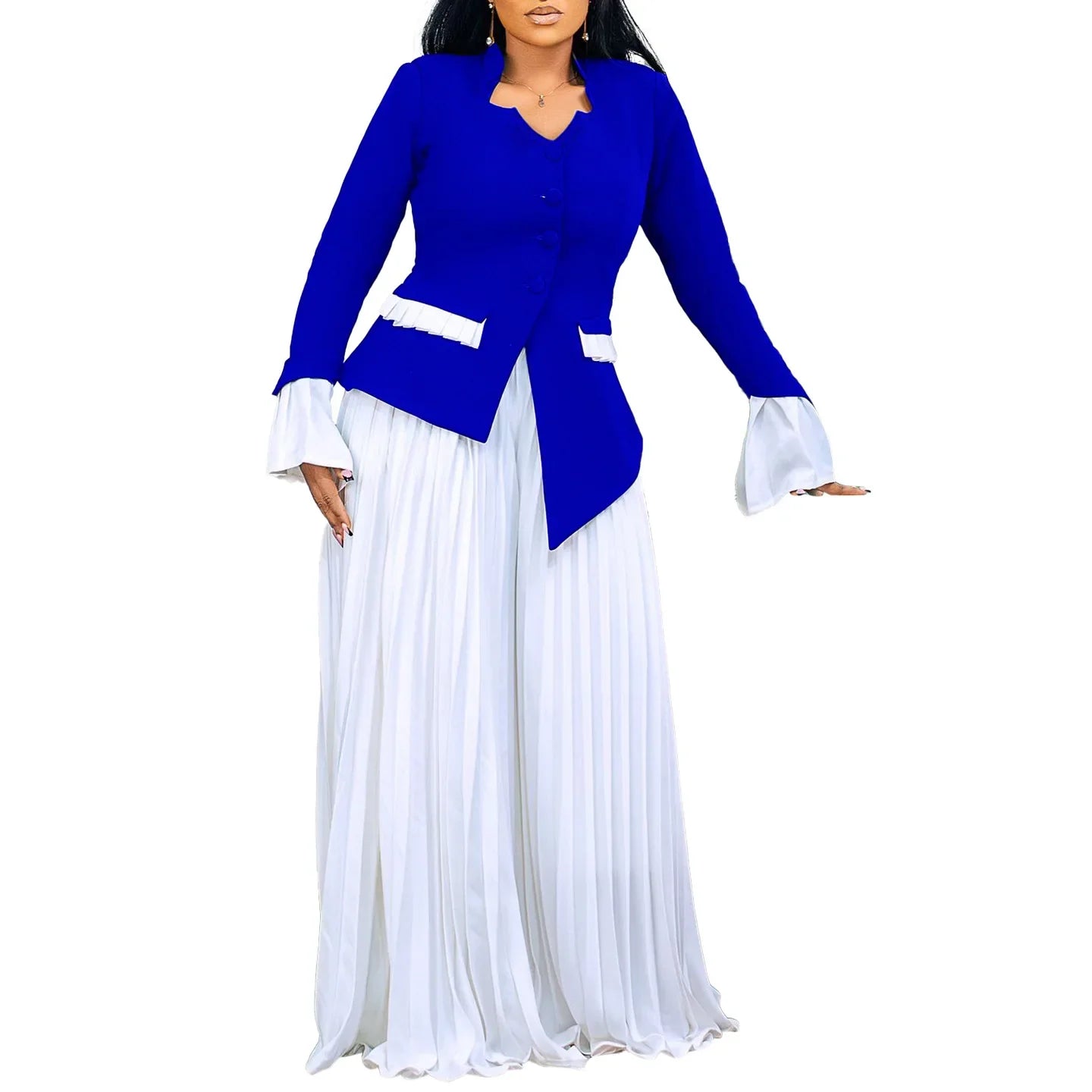 Chic wide leg pants from CM.YAYA, designed for the discerning office lady, offering elegance and comfort in plus size fashion.