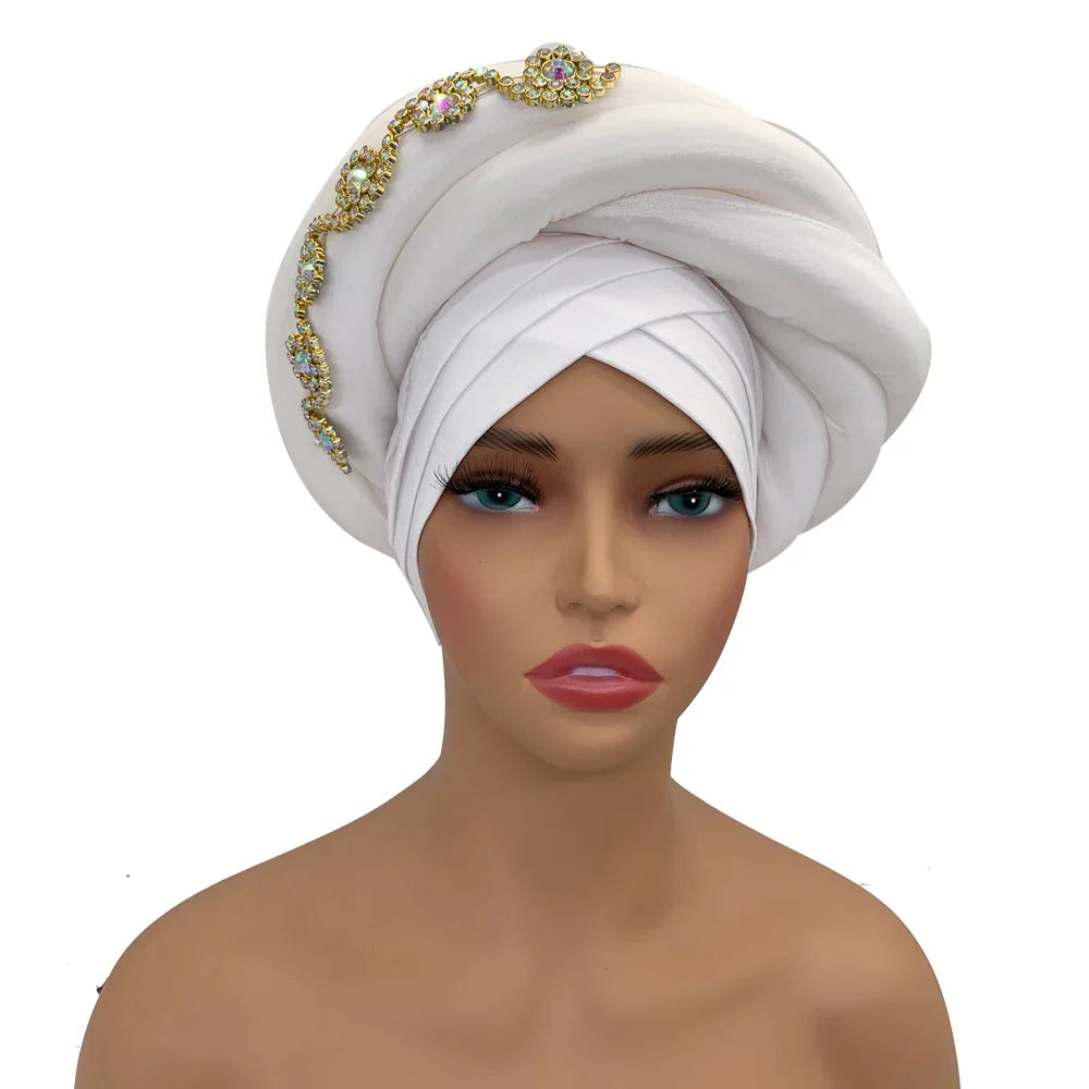Close-up of the Gorgeous Twisted Braid Turban Cap highlighting its exquisite craftsmanship and luxurious fabric, perfect for middle-aged elegance.