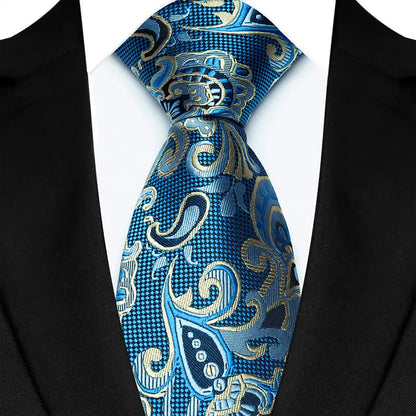 Close-up view of a premium floral jacquard woven necktie in a sophisticated design, showcasing intricate craftsmanship.