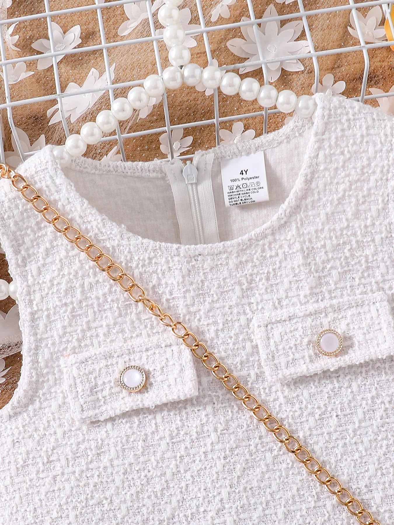 Stylish Autumn Princess dress for girls aged 4-6Y featuring a chic vest design and pleated skirt, made from high-quality polyester for ultimate comfort.