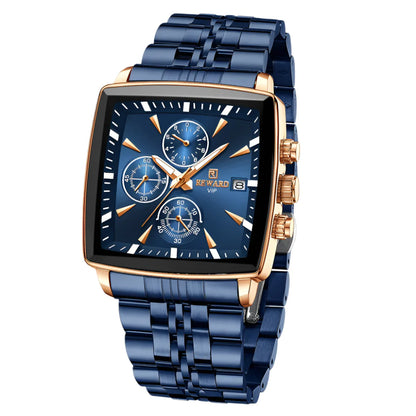 Men's luxury quartz smart watch featuring a stainless steel band, designed for elegance and functionality with luminous hands and water resistance.