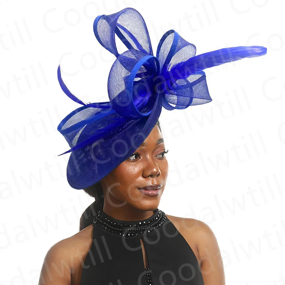 Sophisticated women's fascinator headpiece in grey, designed for upscale weddings and formal events, featuring stylish solid pattern and luxurious finish.