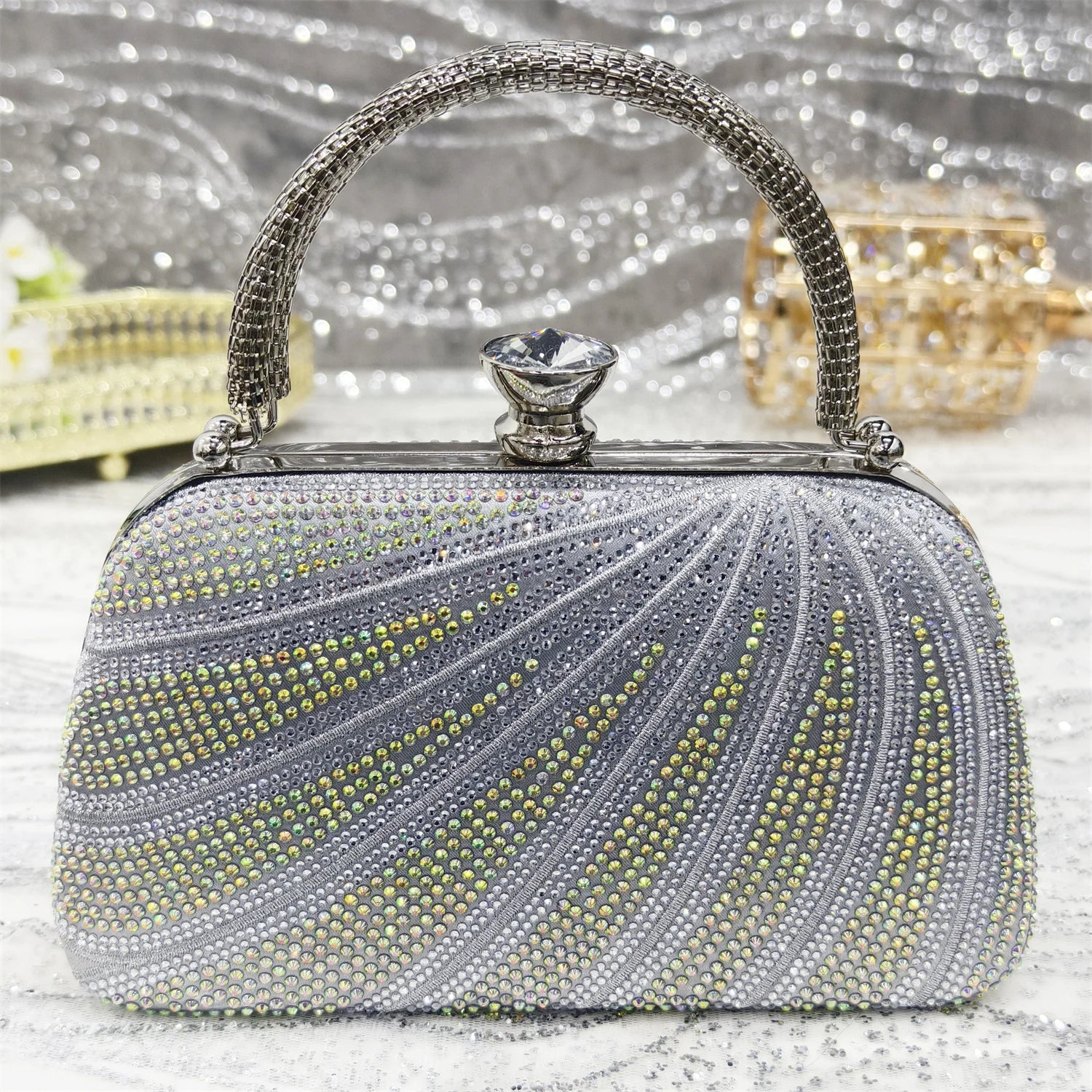 Luxury women’s Italian high heels with diamond studs, elegant and stylish for formal occasions.