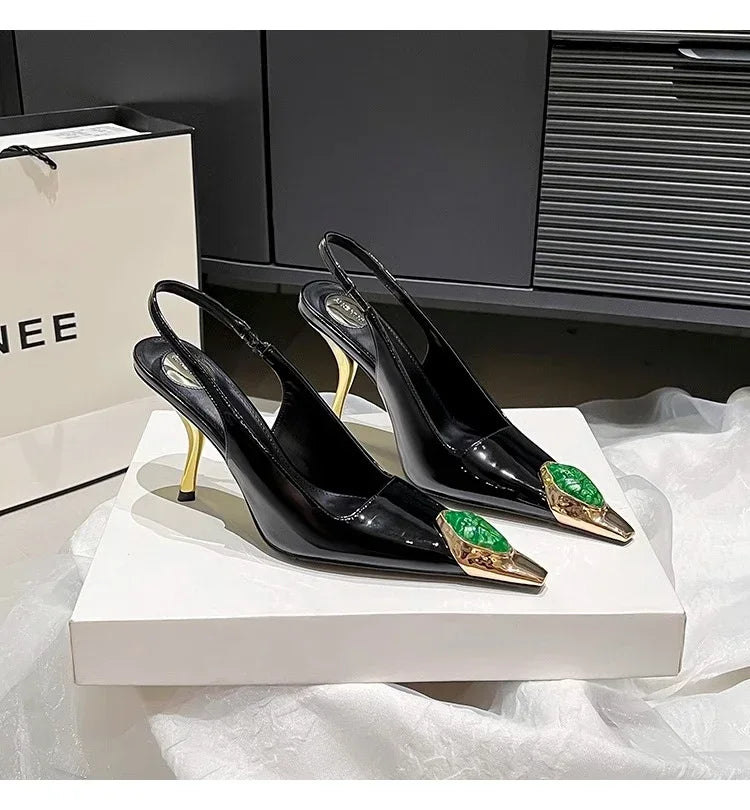 Stylish close-up of XINGDIKU Red High Heels Sandals showcasing luxurious design elements, ideal for casual and formal occasions.