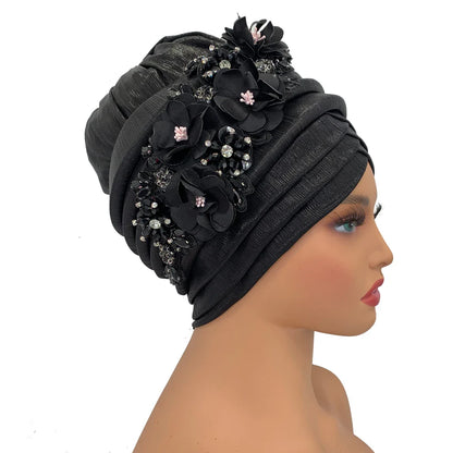 Gorgeous polyester headwrap for middle-aged women, showcasing a chic turban style for all-season wear.