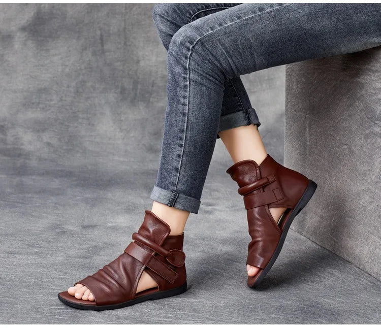 Stylish Birkuir women's sandals featuring premium genuine leather, 5cm heel height, and a convenient hook and loop closure, perfect for casual outings.