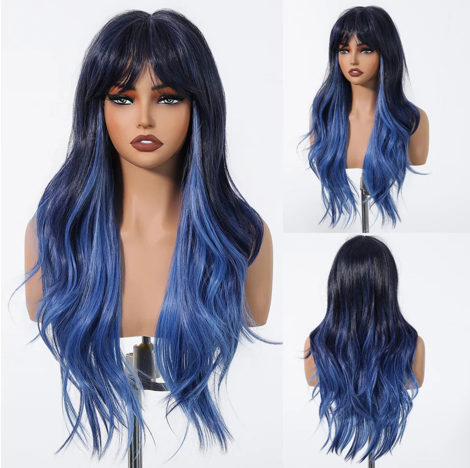 High-quality straight synthetic wig in a striking black and red colour, perfect for party wear and sophisticated daily use.