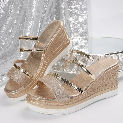 Versatile high heel wedge sandals designed for adult women, embodying sophisticated style for any upscale gathering.